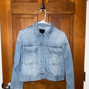 Forever 21 Blue Jean Jacket Cropped Light Wash